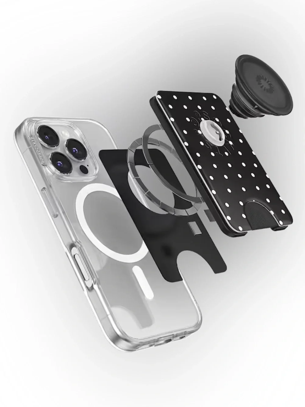 PopSockets Licorice Black Dot MagSafe PopWallet | Phone Grip | NEW